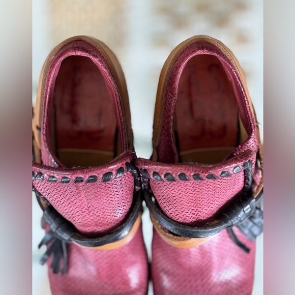 A.S.98 New Airstep Red Boho Genuine Leather Heels Made in Italy Size 37 - Picture 5 of 7